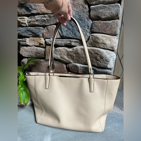 Coach Handbags - Coach Madison East West Saffiano Tote Tan Leather Top Handle Shopper Laptop Bag